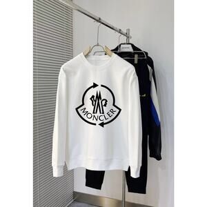 Moncler Men's and Women's Crew Neck White Long Sleeve T-Shirt